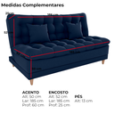 Ver imagem 4 de Sofa Cama 2 Lugares 185 Cm Duda Veludo Maserati Azul Milani Store