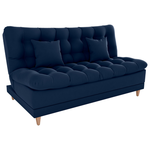Sofa Cama 2 Lugares 185 Cm Duda Veludo Maserati Azul Milani Store