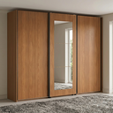 Ver imagem 1 de Guarda Roupa Casal com Espelho 3 Portas de Correr e 4 Gavetas 260cm Elegance Canela