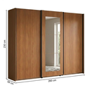 Ver imagem 3 de Guarda Roupa Casal com Espelho 3 Portas de Correr e 4 Gavetas 260cm Elegance Canela