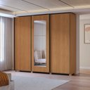 Ver imagem 7 de Guarda Roupa Casal com Espelho 3 Portas de Correr e 4 Gavetas 260cm Elegance Canela