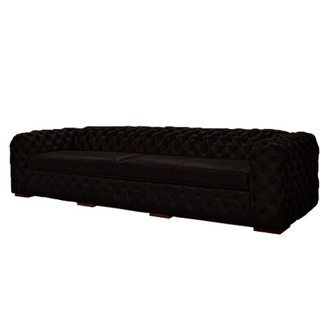 Sofá Decorativo Sala de Estar Duquesa 4 Lugares 240cm Couro Marrom - Mozzelar