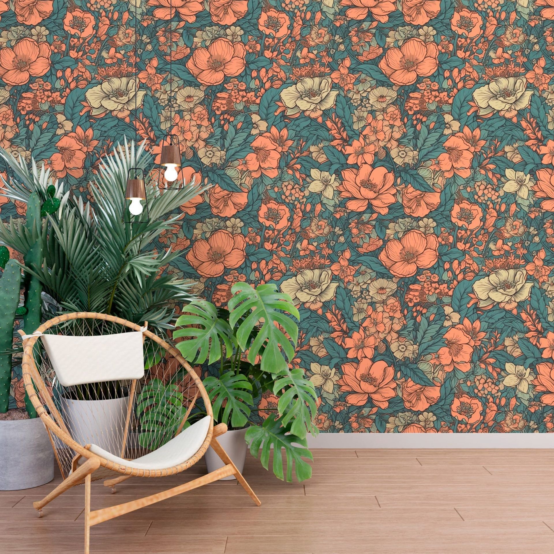 Papel de Parede Adesivo Boho Floral 1 - 1