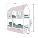 Ver imagem 3 de Beliche Casinha Bela com 2 Gavetas Rosa - Madeira Maciça Branco/Rosa/Verde | Megamobilia