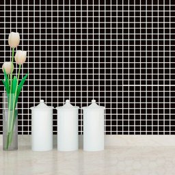 Papel de Parede Adesivo Pastilha Preta Cozinha Banheiro Autocolante - 1