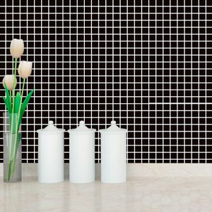 Papel de Parede Adesivo Pastilha Preta Cozinha Banheiro Autocolante