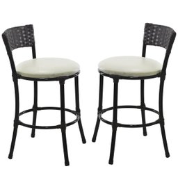 2 Banquetas Forts Baixa Aço Carbono Fibra Sintética Preto Assento Branco - 1