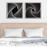 Conjunto com 2 quadros decorativos Abstrato fundo preto e linhas brancas.:0,70 X 0,70/MADEIRA - 1