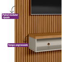 Ver imagem 5 de Painel Home Ripado Para TV Até 75 Polegadas 1.8 Com Nicho e Prateleira Nature Off White Linea Brasil