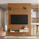 Ver imagem 2 de Painel Home Ripado Para TV Até 75 Polegadas 1.8 Com Nicho e Prateleira Nature Off White Linea Brasil