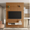 Painel Home Ripado Para TV Até 75 Polegadas 1.8 Com Nicho e Prateleira Nature Off White Linea Brasil - 2
