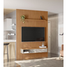 Painel Home Ripado Para TV Até 75 Polegadas 1.8 Com Nicho e Prateleira Nature Off White Linea Brasil - 1