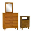 Ver imagem 1 de Kit Cômoda com Espelho e Mesa de Cabeceira 100% Madeira Maciça Imbuia Brilho