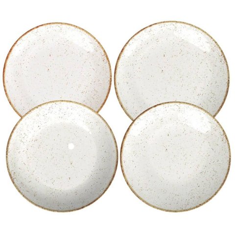 Aparelho de Jantar 24 Peças Tramontina Marrom Rustico em Porcelana Decorada Mesa Posta Elegante