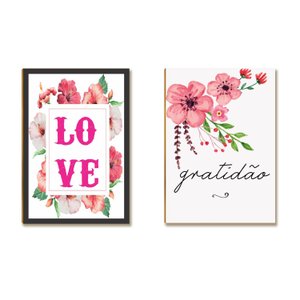 Kit 02 Placas Mdf Love e Gratidão Decoração Parede 28,7x22cm