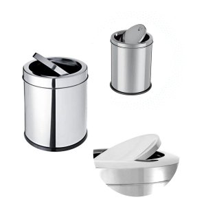 Lixeira Inox Basculante Banheiro Cozinha Pia Escritório Capacidade:3 Litros