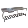 Pia Inox com Prateleira Gradeada e 1 Cuba - Modelo 05 - Inox 430 - 290x70x90 Cm - Cuba 60x50x30 Cm - 1