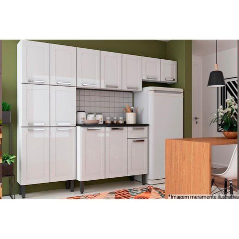 Cozinha Completa Múltipla 4 Peças (2 Armários + 1 Balcão + 1 Paneleiro) C4P74 Branco - Bertolini