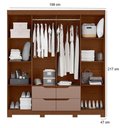 Ver imagem 7 de Guarda Roupa Casal com Cômoda Doble 8 Portas de Bater com Espelho 4 Gavetas MDP Nogueira Capuccino