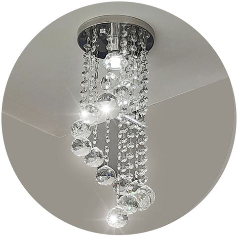 Lustre Cristal Acrílico Alto Brilho Redondo Espiral 30 Cm Altura com Soquete E27 - Transparente