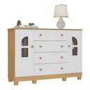 Ver imagem 2 de Cômoda Infantil 125cm 2 Portas com Vidro e 4 Gavetas Nina Multimóveis Mp4506 Madeirado/branco