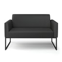 Ver imagem 3 de Sofá Namoradeira Base Industrial Preto Marisa Corino Preto D03 - D'Rossi