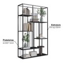 Ver imagem 7 de Kit 2 Estantes Multiuso de Livros Industrial Aço 122CMX202CM Yescasa Preto