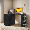 Ver imagem 2 de Mesa Escrivaninha Cômoda Giratória Gamer e Estudo Mdp Preto