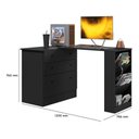 Ver imagem 3 de Mesa Escrivaninha Cômoda Giratória Gamer e Estudo Mdp Preto