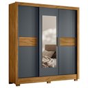Ver imagem 1 de Guarda Roupa Bahamas 202cm 3 Portas Freijó Cinza com Espelho Moval