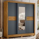 Ver imagem 2 de Guarda Roupa Bahamas 202cm 3 Portas Freijó Cinza com Espelho Moval