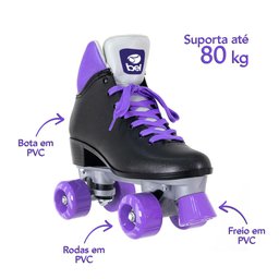 Patins Quad Retro Basic 4 Rodas Preto e Roxo Bel - 37 - 8