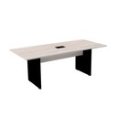 Ver imagem 1 de Mesa de Reunião com Caixa de Tomada 200 x 90 cm Pé Painel PE25 MDP Nogueira CasaBlanca Base Preta