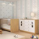 Ver imagem 1 de Berço 3 em 1 para Colchão 130x60cm com Cômoda 2 Portas 4 Gavetas Amora Multimóveis Mp4763