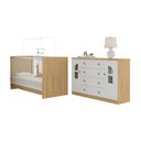 Ver imagem 2 de Berço 3 em 1 para Colchão 130x60cm com Cômoda 2 Portas 4 Gavetas Amora Multimóveis Mp4763