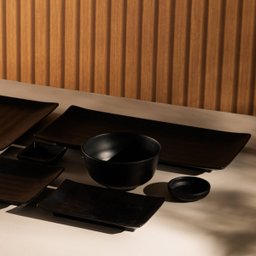 Kit 12 Travessas para Servir Sushi Sashimi Melamina 35x16cm Pratos Retangulares Pretos Tóquio Lyor - 2