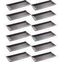 Ver imagem 1 de Kit 12 Travessas para Servir Sushi Sashimi Melamina 35x16cm Pratos Retangulares Pretos Tóquio Lyor