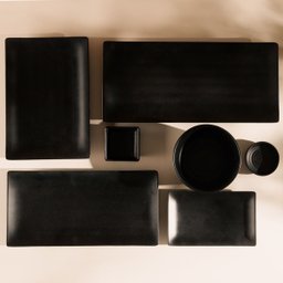 Kit 12 Travessas para Servir Sushi Sashimi Melamina 35x16cm Pratos Retangulares Pretos Tóquio Lyor - 4