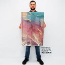 Ver imagem 2 de Quadro Decorativo Caixa Alta com Vidro Abstrato Mármore Rosa e Azul Perolado TaColado Moldura Preta