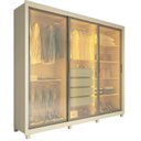 Ver imagem 3 de Guarda-Roupa Casal 3 Portas 3 Portas Reflecta com LED com Pés 100% MDF Royale Off White