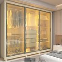 Ver imagem 1 de Guarda-Roupa Casal 3 Portas 3 Portas Reflecta com LED com Pés 100% MDF Royale Off White