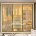 Ver mais imagens de Guarda-Roupa Casal 3 Portas 3 Portas Reflecta com LED com Pés 100% MDF Royale Off White