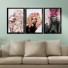 Quadros Decorativos 20x30 Mulheres Rosto Flores Rosas Kit 3 Titulos Moldura Preta - 6