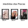 Quadros Decorativos 20x30 Mulheres Rosto Flores Rosas Kit 3 Titulos Moldura Preta - 10