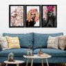 Quadros Decorativos 20x30 Mulheres Rosto Flores Rosas Kit 3 Titulos Moldura Preta - 5