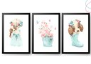 Ver imagem 1 de Quadro Decoração Quarto de Menina Aquarela Cachorrinho:preta