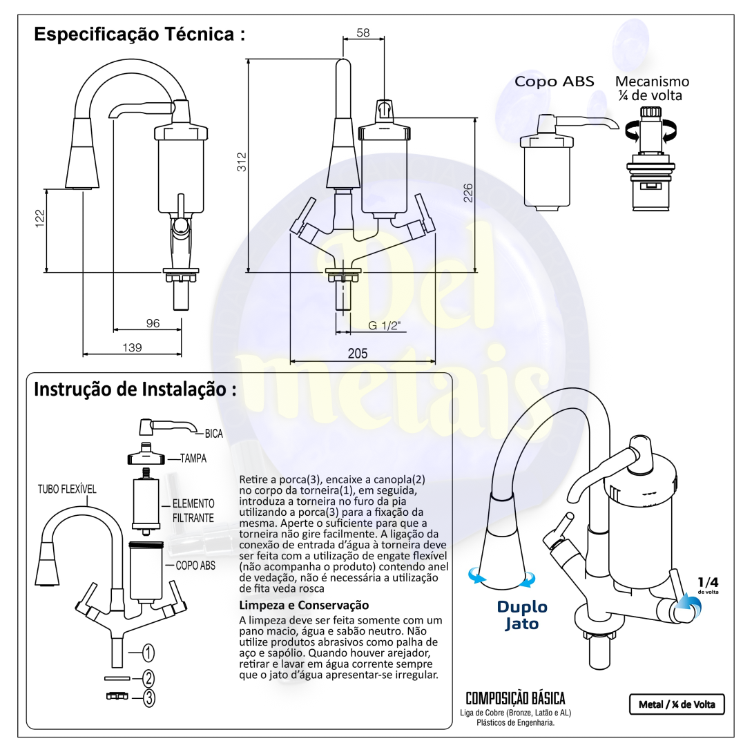 Torneira Metal Inox Filtro Gourmet Pia Mesa Cozinha Bancada Del Metais - 8