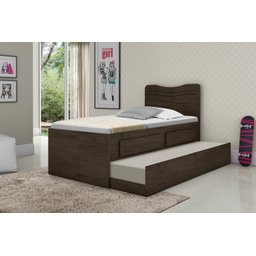 Bicama Confortavél Bibox Margarida Solteiro com Auxiliar:amêndoa - 2