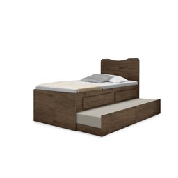 Bicama Confortavél Bibox Margarida Solteiro com Auxiliar:amêndoa - 1