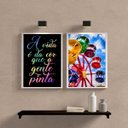 Ver imagem 2 de Kit 2 Quadros a Vida É da Cor que a Gente Pinta- Roda Gigante 33x24cm - com Vidro:madeira Branca